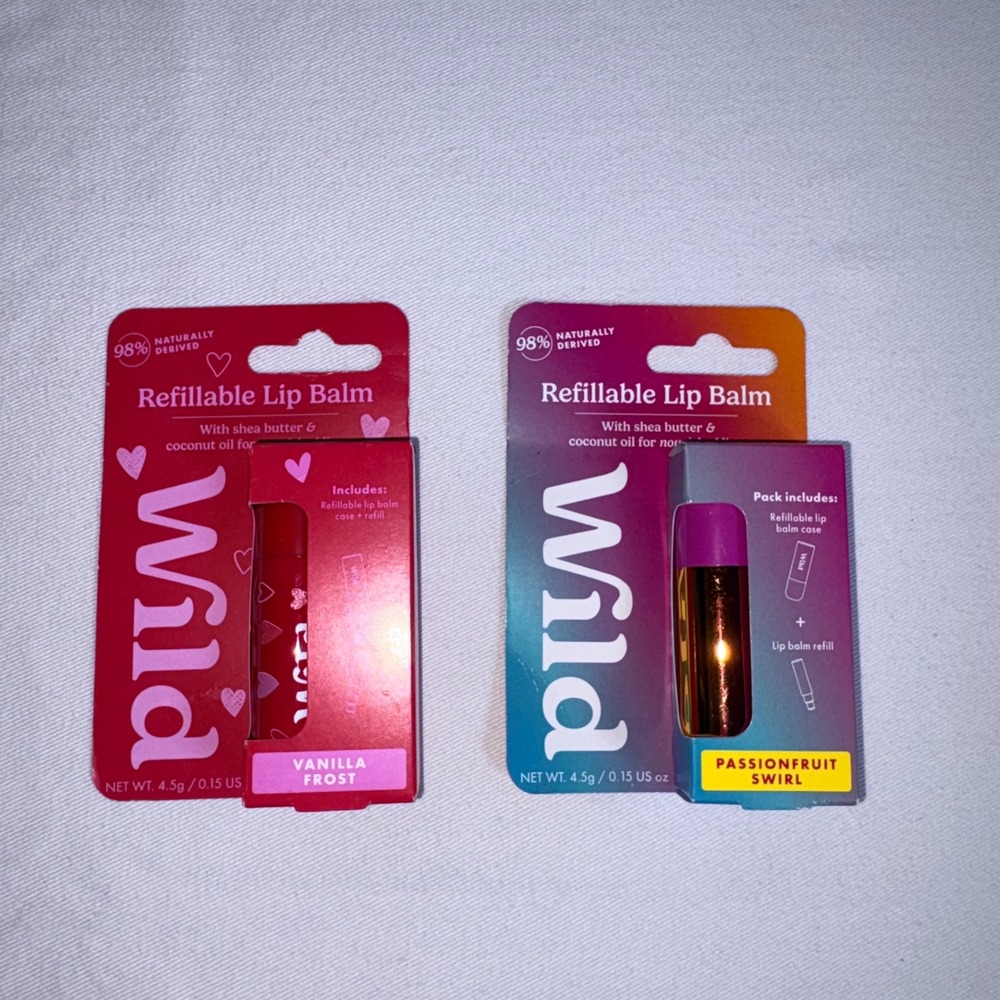 Wild Refillable Lip Balm 2PK 0.15oz Vanilla Passionfruit NEW Sustainable Shea